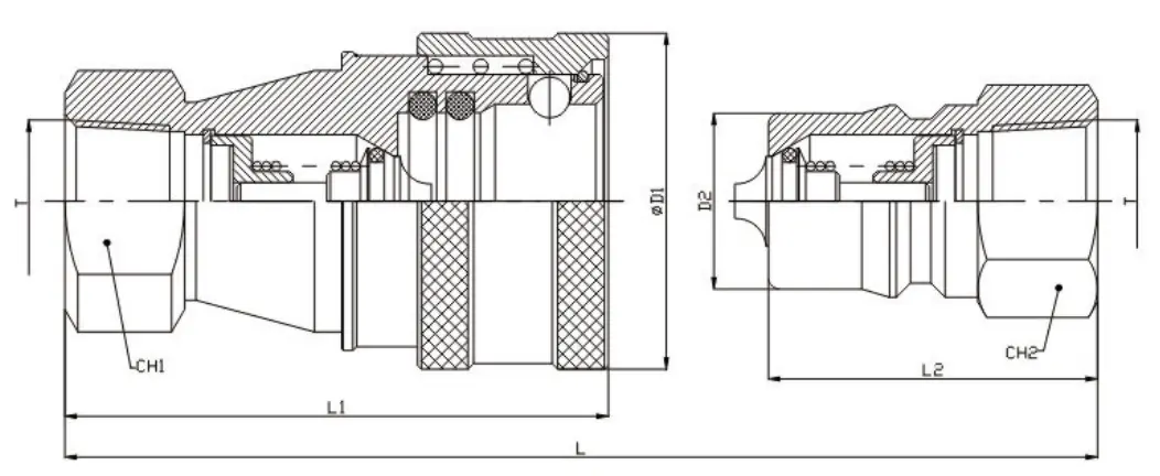 Coupling fitting sectional drawing
